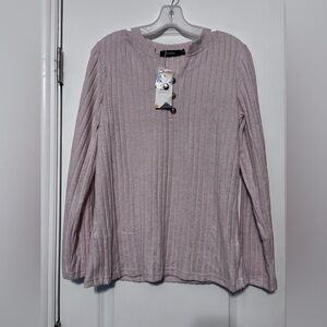 NWT Light Pink Ribbed Henley Top Soft Girl Minimalist Long Sleeve